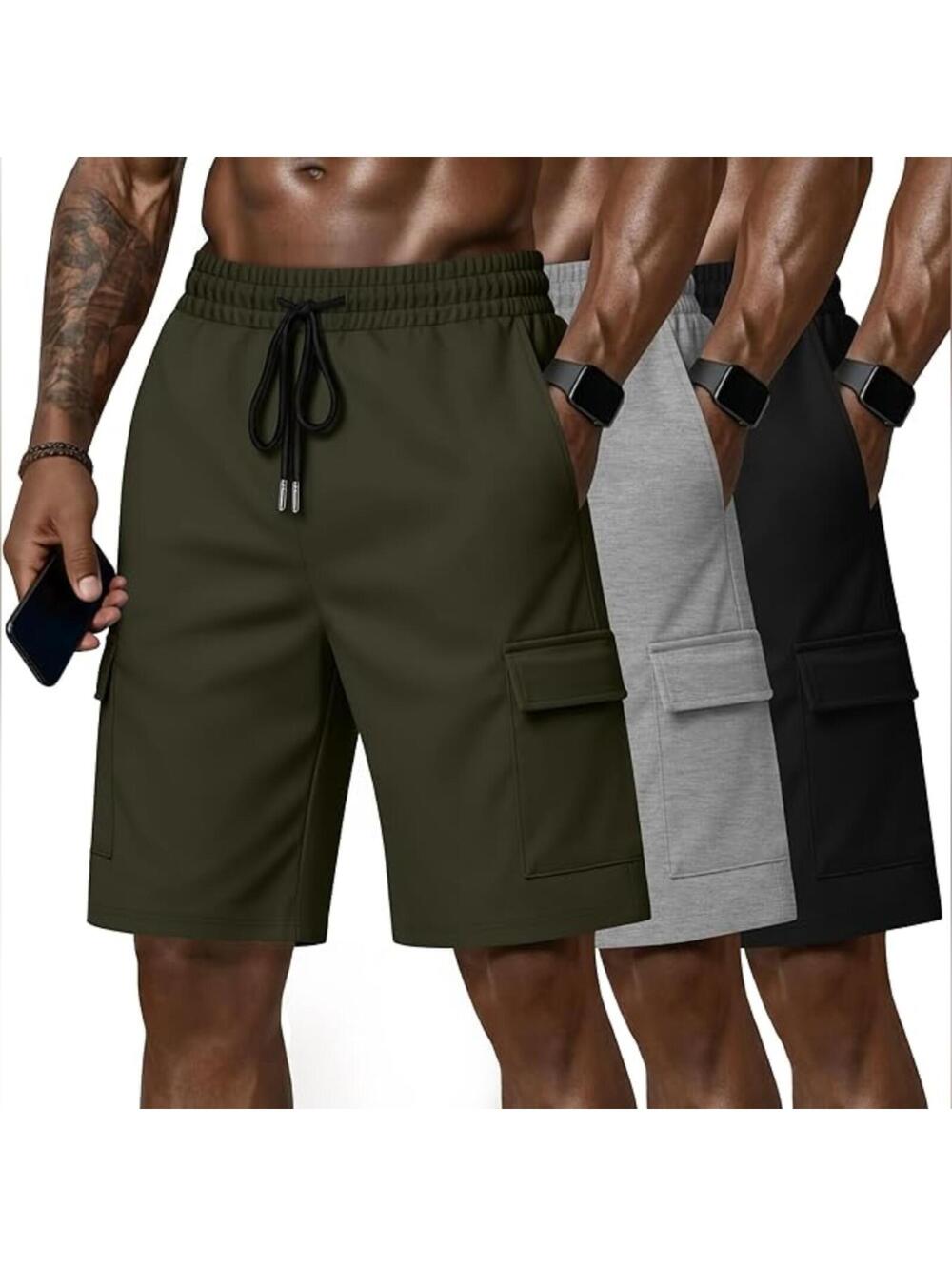 NWT Neer 3 Pack Cargo Baggy Sweat Shorts 9" Inseam Big and Tall, 5XL